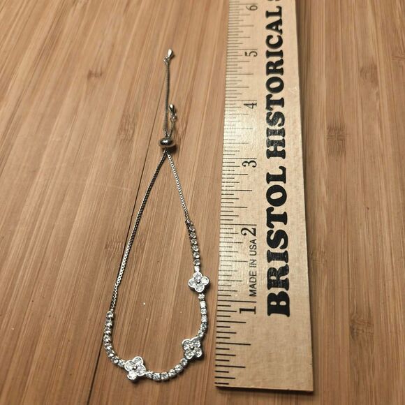 Pull toggle bracelet silver and cubic zircon  flower design - Picture 5 of 8